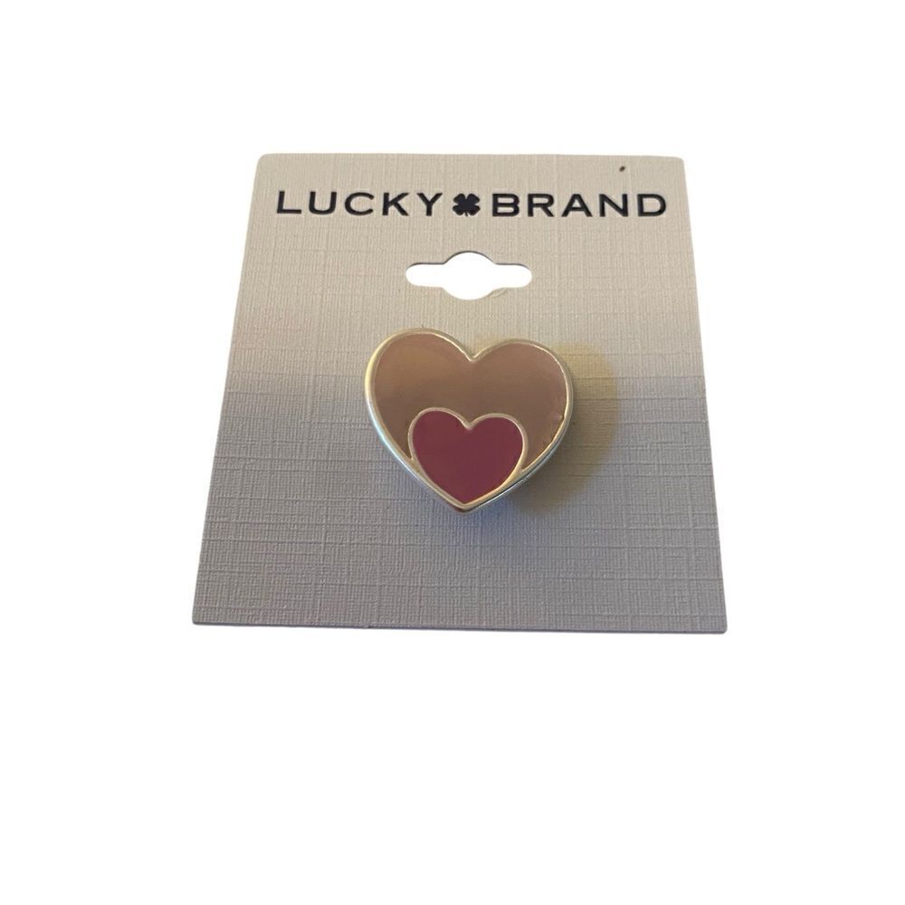 Pretty Two-Tone Pink & Matte Silver Heart Pin.